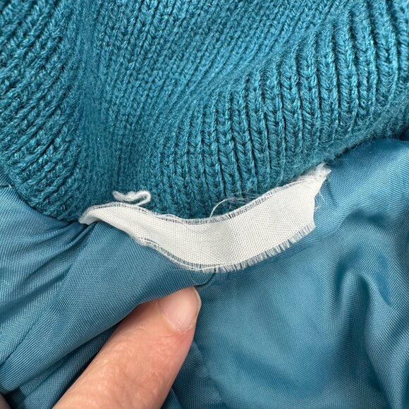 Vintage Coat 1980s Teal Quilted Womens Size 14 Aurora International Miss Abmoor - Picture 4 of 13